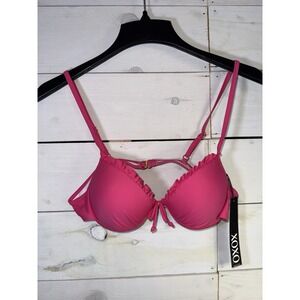 XOXO bikini swimsuit Top M pink underwire molded cups nwt